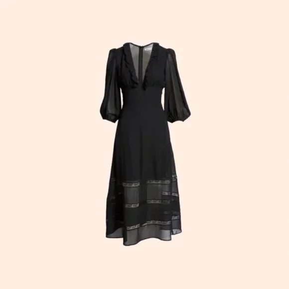 bayley black dress BAILEY DRESS - BLACK LACE BROCADE main image 1